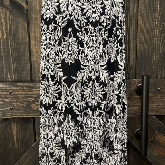 Aqua Maxi Dress S Black White Ruffle Overlay Lace Off Shoulder Party Dress Boho - Picture 3 of 10